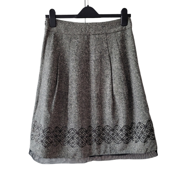 Loft Gray Sequin Wool Blend Skirt - Picture 1 of 10